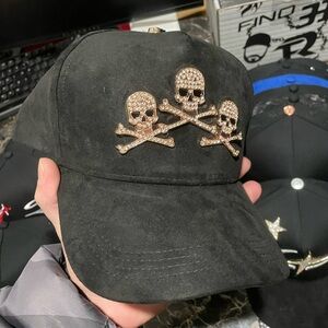 Barba Black Cap with Gold Skull Accents